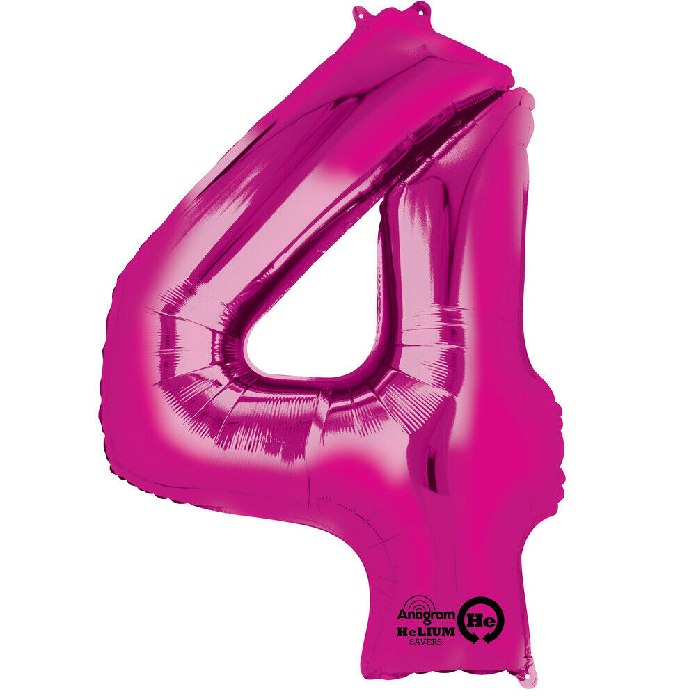 Large Pink Number 4 Foil Balloon
