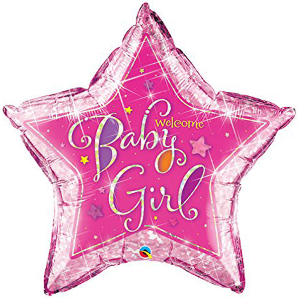 36" Welcome Baby Girl Star Shaped Stars Foil Balloon