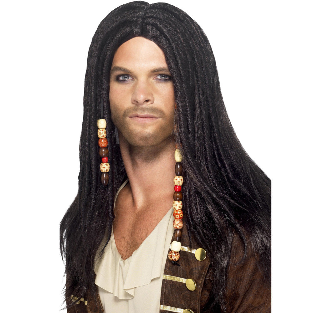 Mens Black Pirate Wig