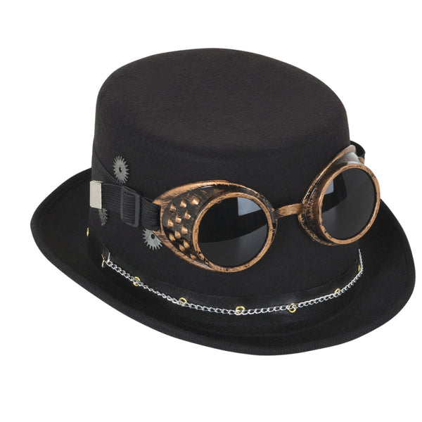 Steampunk Top Hat with Goggles and Gears