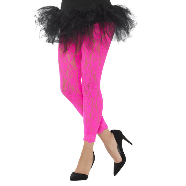 Neon Pink Lace Leggings