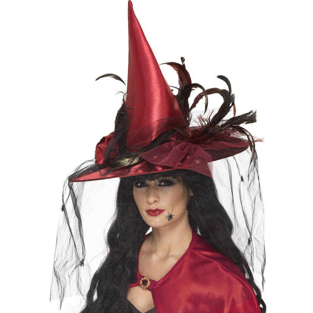 Red Feather Witch Hat
