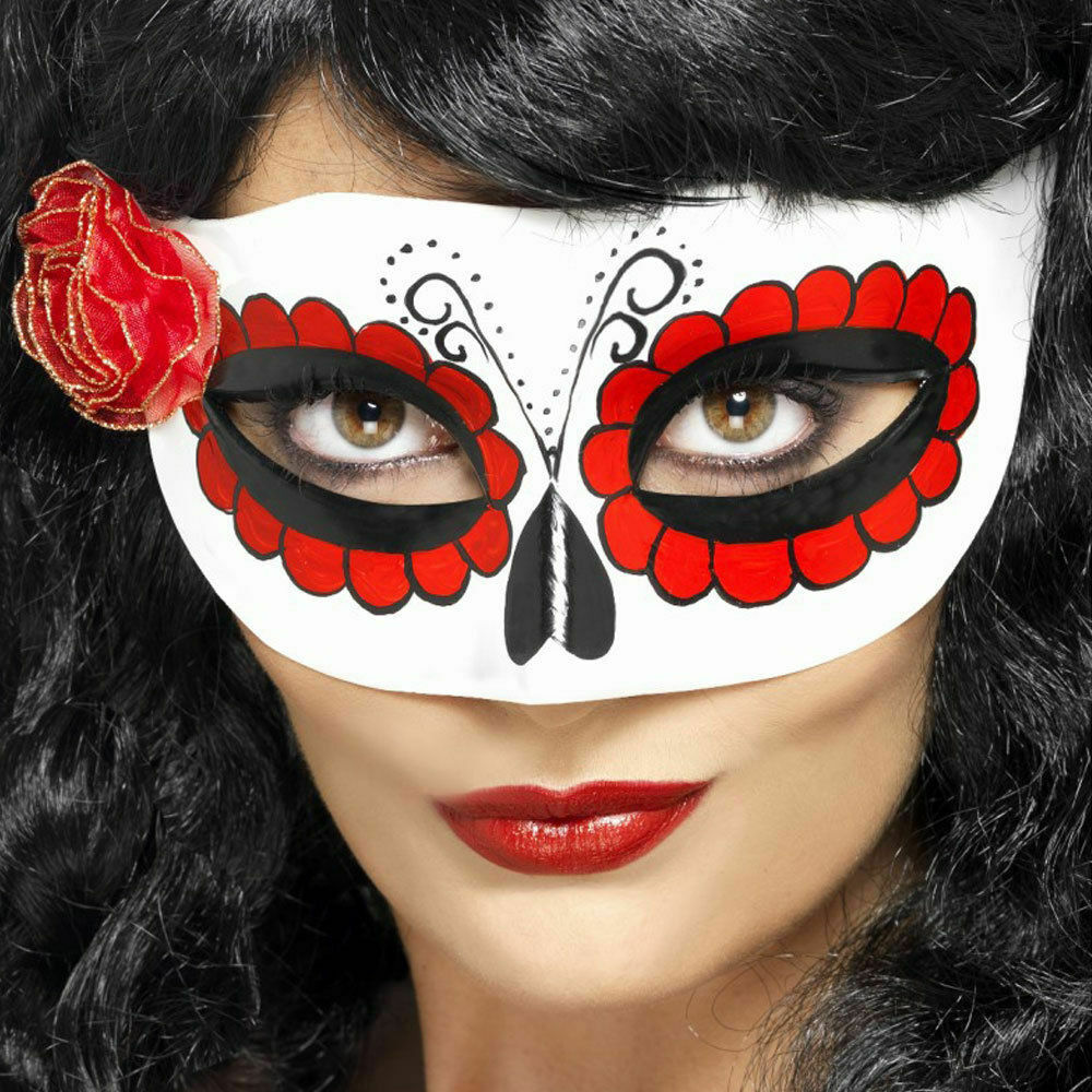 Mexican Day of the Dead Eye Mask with Rose
