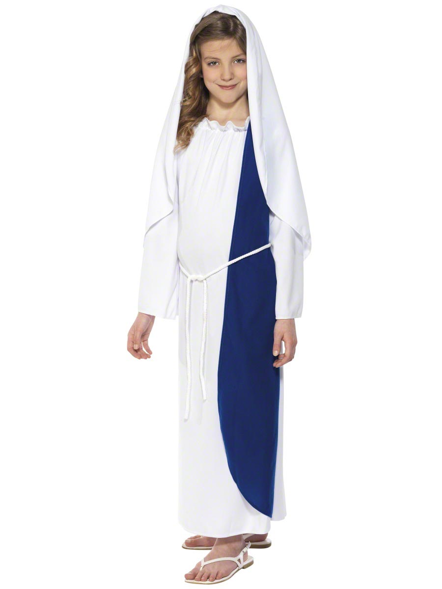 Girls Mary Nativity Costume Front at Fancy Dress and Party