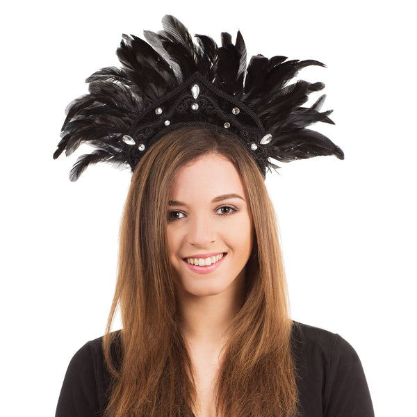 Black Feather Carnival Headdress