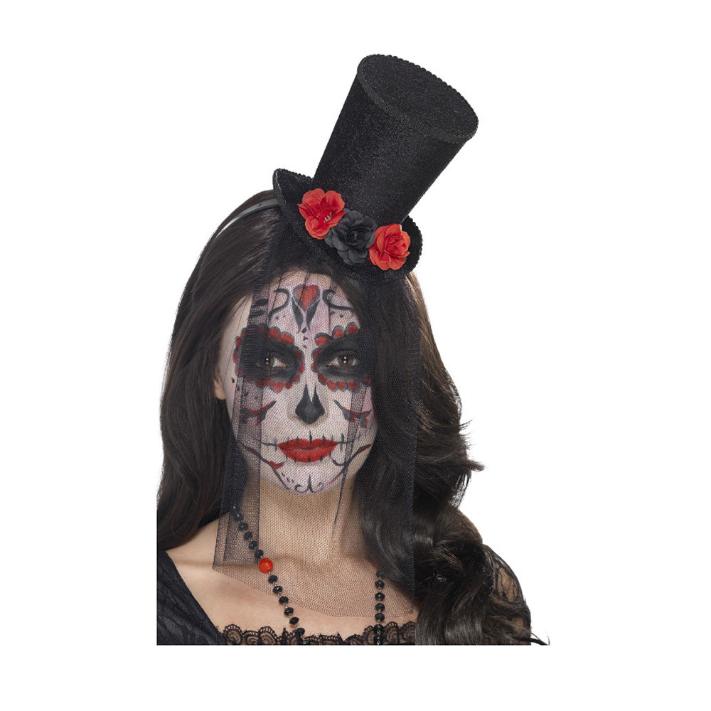 Black Day of the Dead Mini Top Hat
