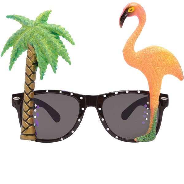 Flamingo and Palm Tree Hawaiian Glasses