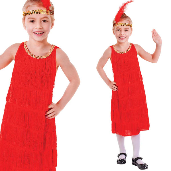 Girls Red Flapper Costume