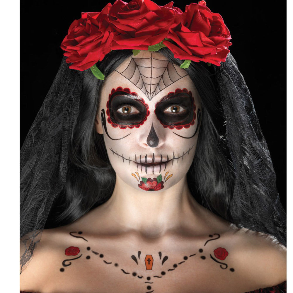 Red and Black Day of the Dead Tattoo Kit