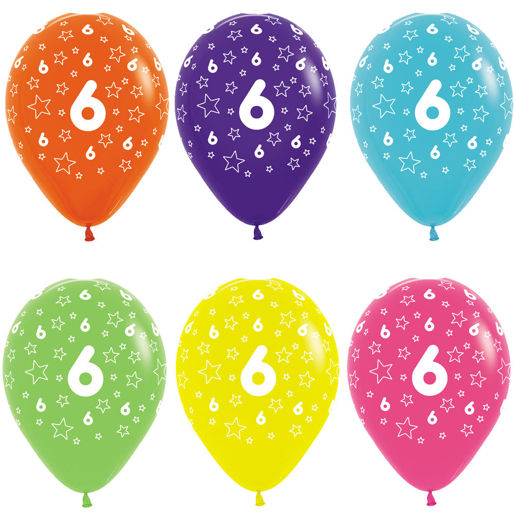 Multi Coloured 6th Birthday Balloons