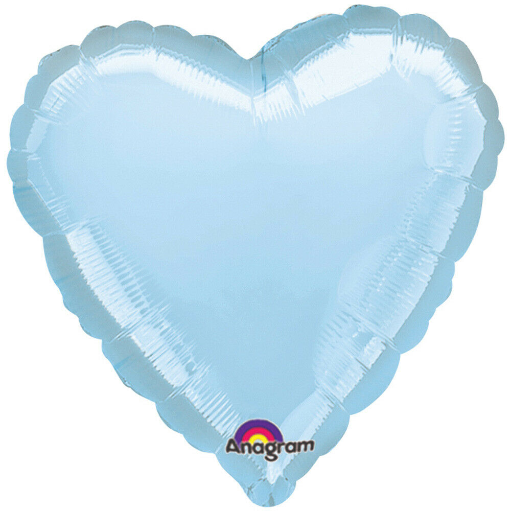 Metallic Pale Blue Heart Shaped Helium Balloon