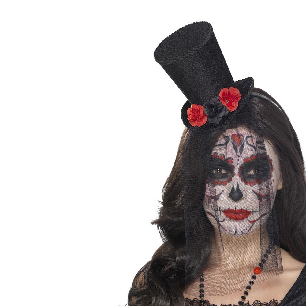 Black Day of the Dead Mini Top Hat