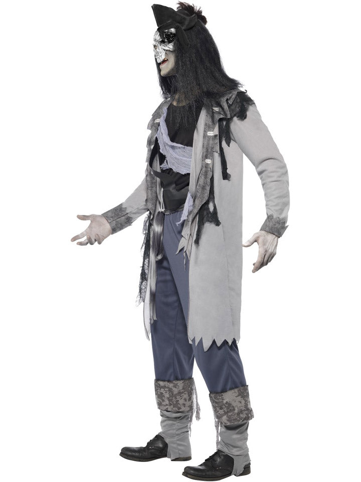 Skeleton Pirate Costume Side at Halloween Fancy Dress and Party