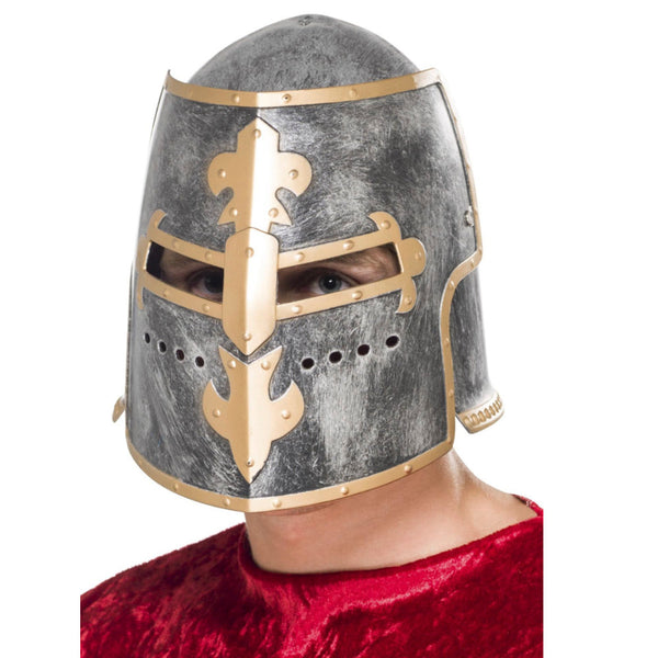 Silver Medieval Crusader Helmet