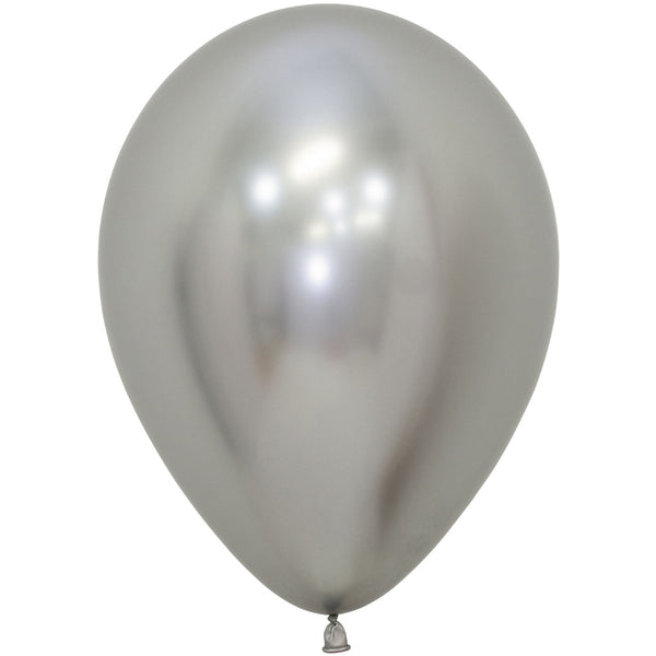 12" Reflex Silver Latex Balloons (Pack of 50)