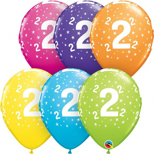 11" Tropical Colours 2nd Birthday Latex Ballon (Pack of 25)