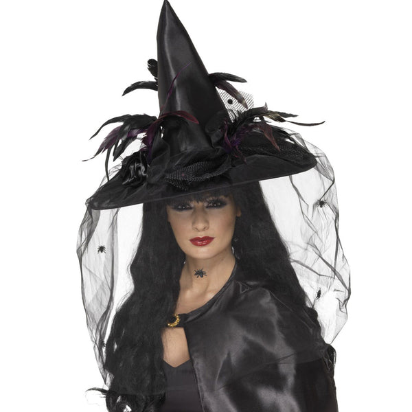 Black Feather Witch Hat