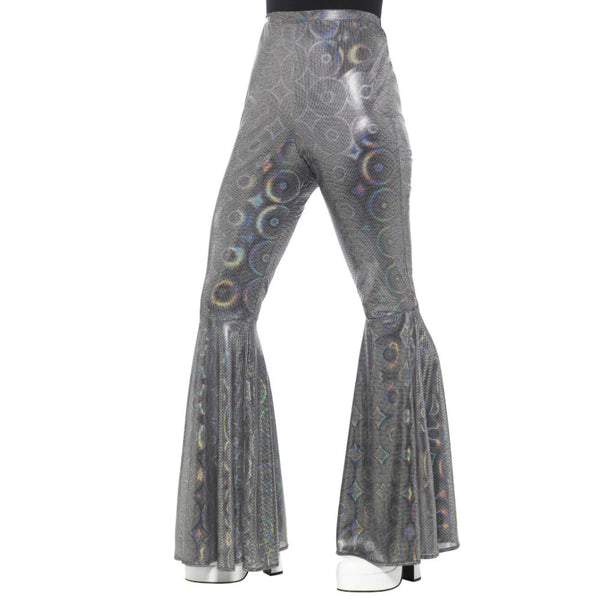 70s Silver Disco Flared Trousers