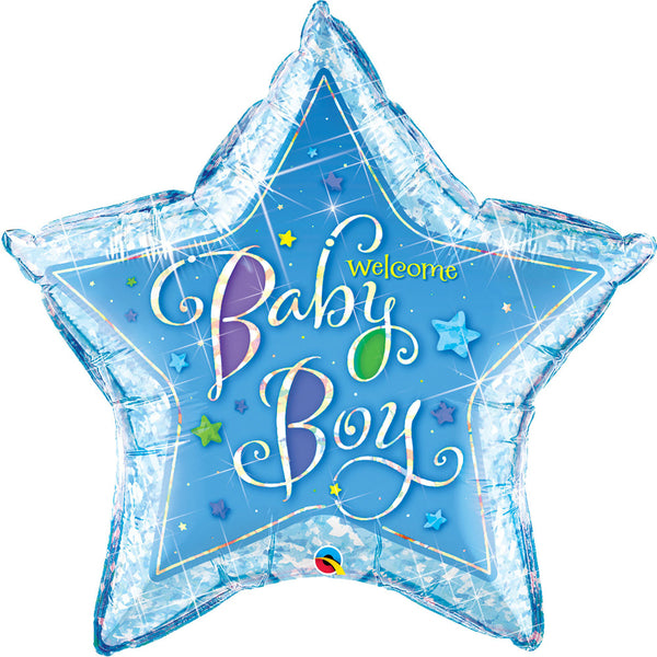 36" Welcome Baby Boy Star Shaped Stars Foil Balloon