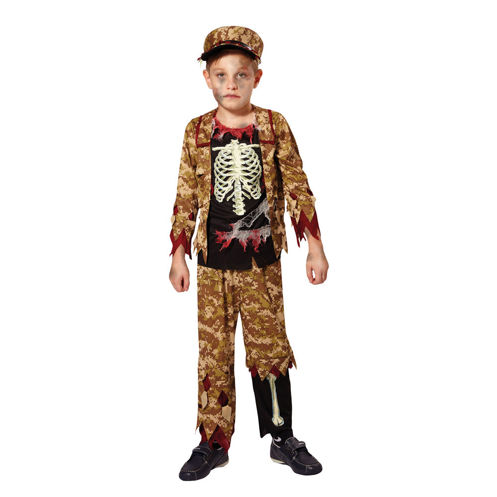 Kids Skeleton Boy Soldier Costume