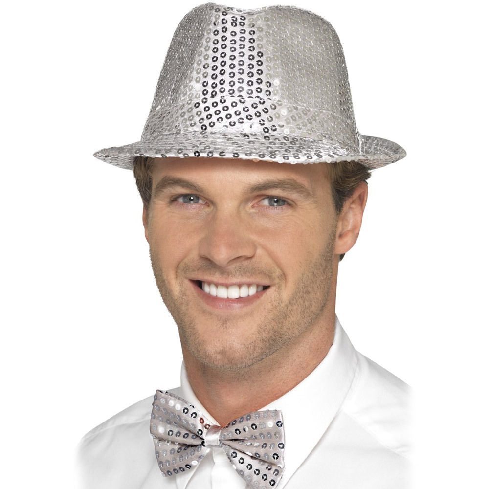 Silver Sequin Trilby Hat